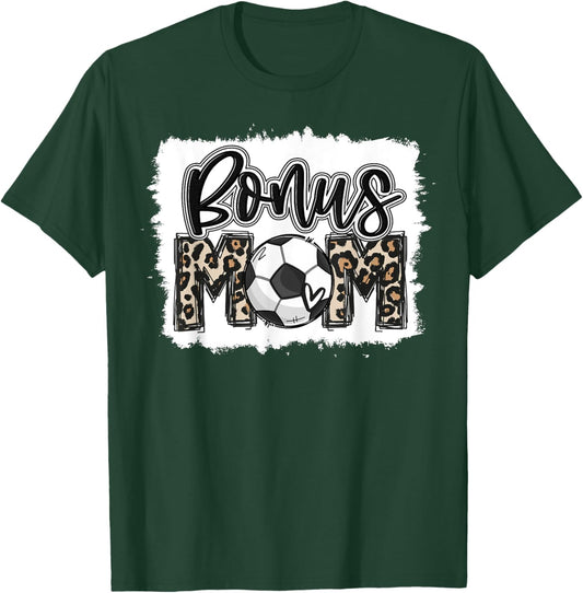 Funny Soccer Bonus Mom Leopard Mama Cool Mother's Day Cute T-Shirt - T-Shirt | Forest