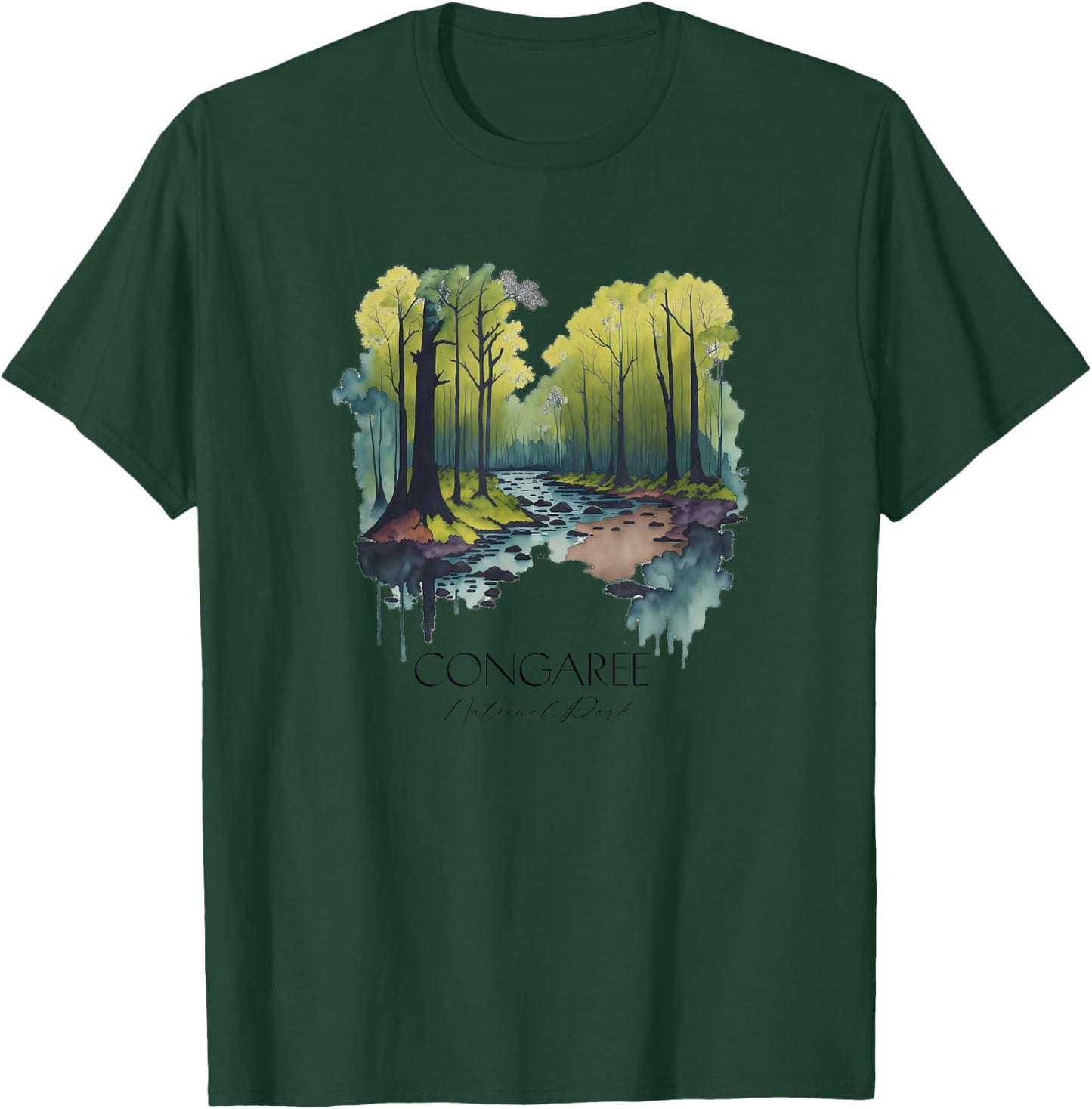 Cool Congaree National Park Hiking Watercolor Graphic T-Shirt - T-Shirt | Forest