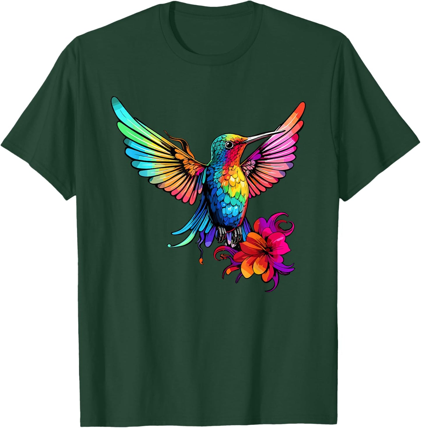 Colorful Hummingbird Art Tie-Dye Bird Watching T-Shirt - T-Shirt | Forest