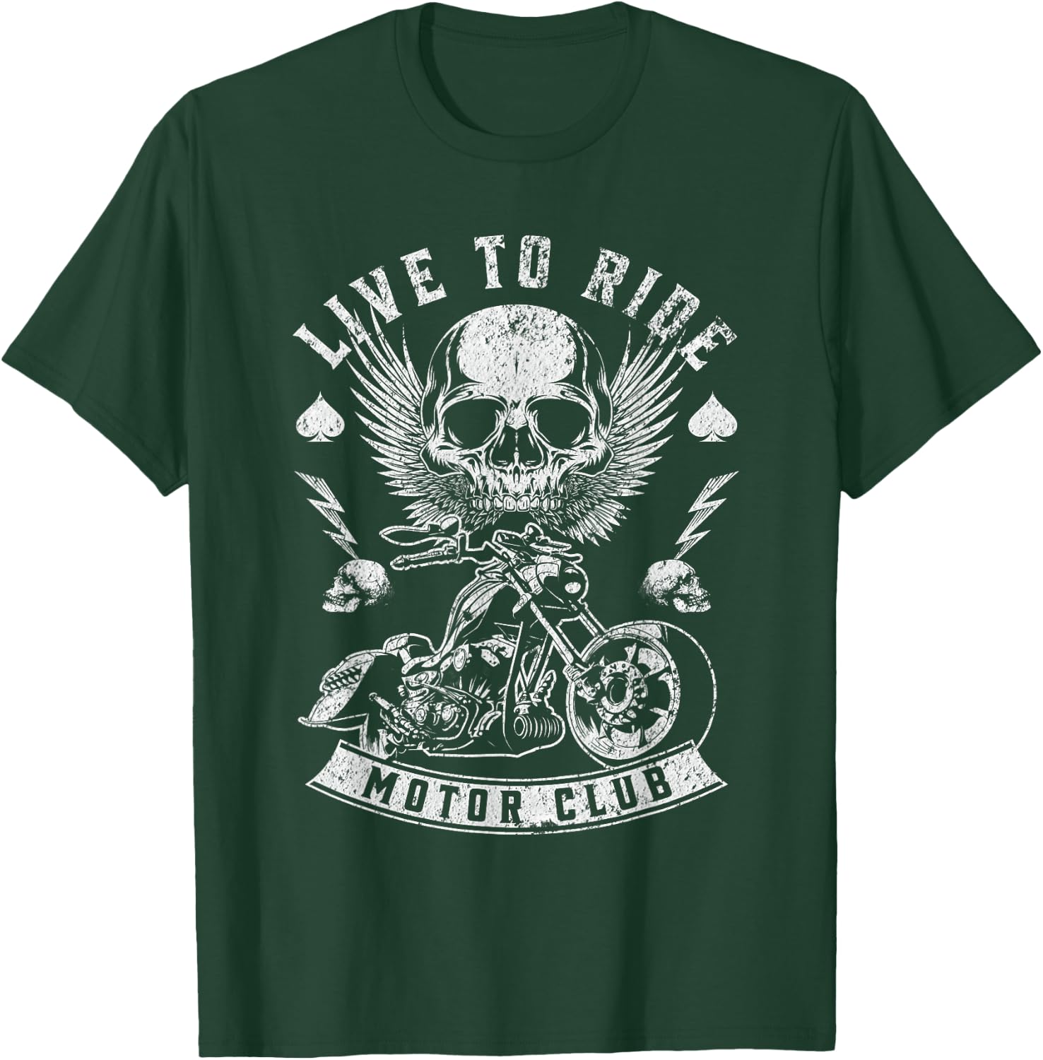 Live To Ride Motor Club Motorcycle Riding Vintage Graphic T-Shirt - T-Shirt | Forest