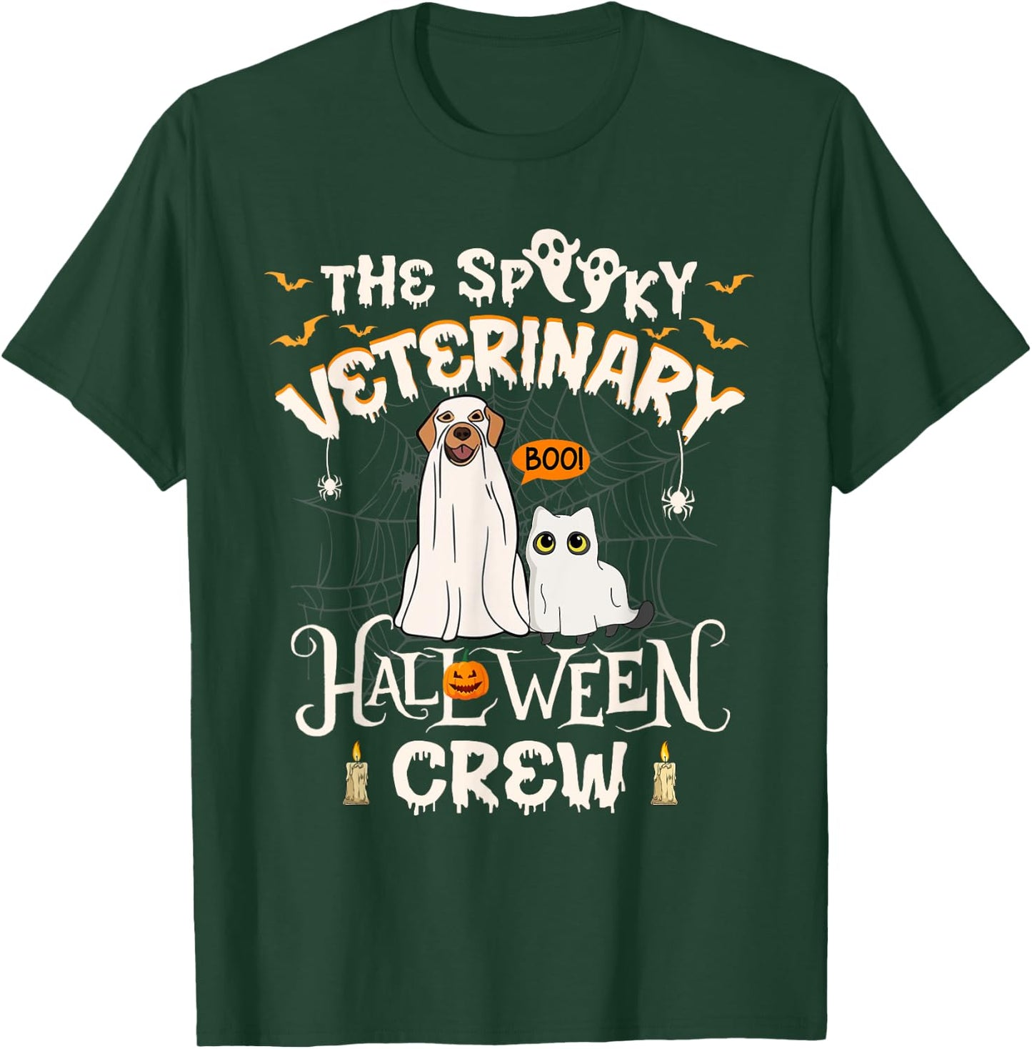 Funny Ghost The Spooky Veterinary Halloween Crew Vet Tech T-Shirt - T-Shirt | Forest
