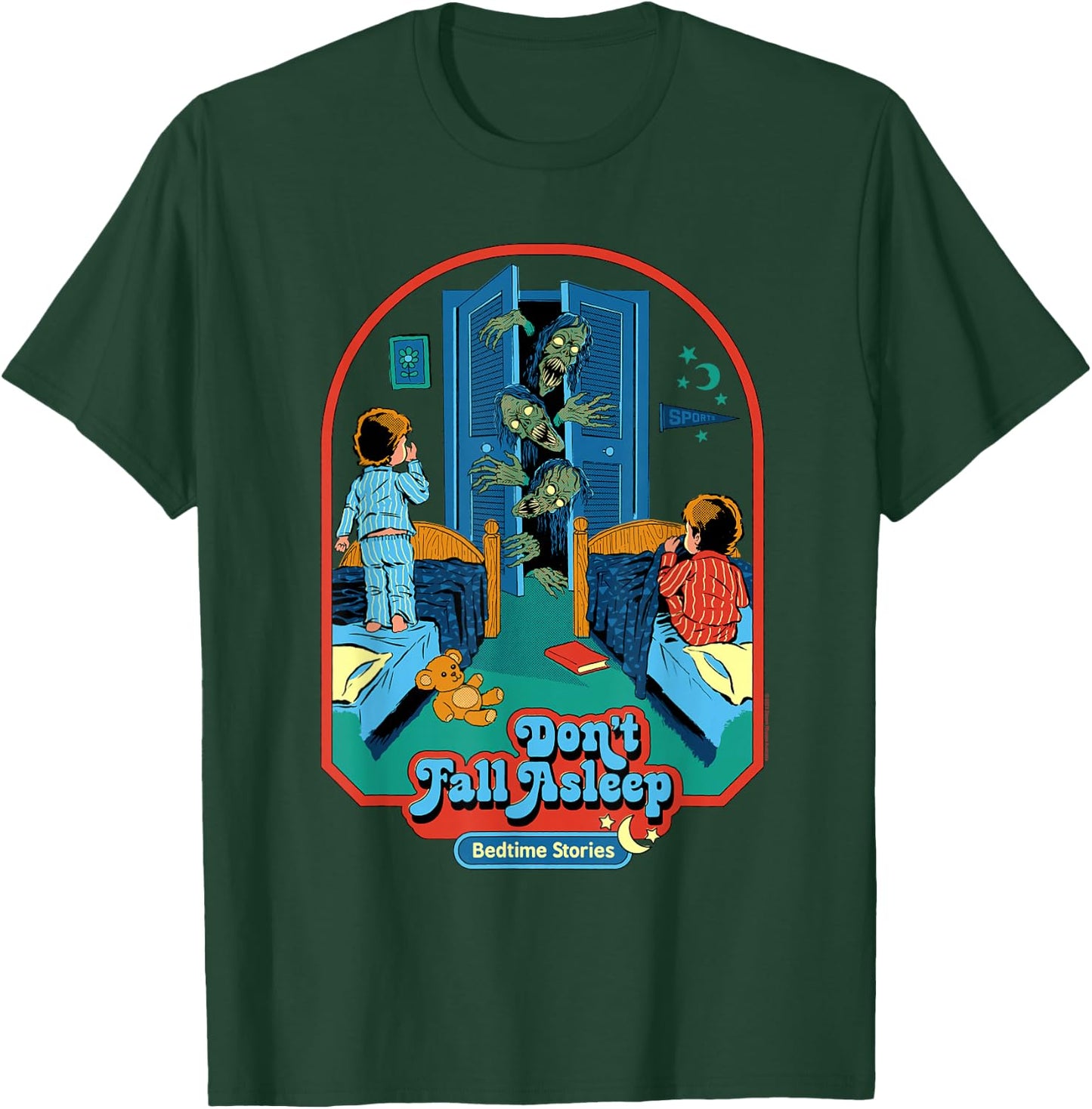 Steven Rhodes Don't Fall Asleep Stories Retro Dark Humor T-Shirt - T-Shirt | Forest
