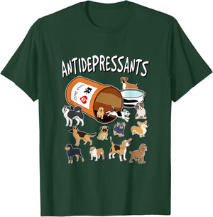 Antidepressants - Dogs in Pill Bottle T-Shirt - T-Shirt | Forest