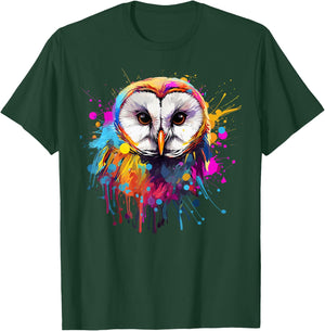 Colorful Splash Art Barn Owl Owls Lover T-Shirt - T-Shirt | Forest