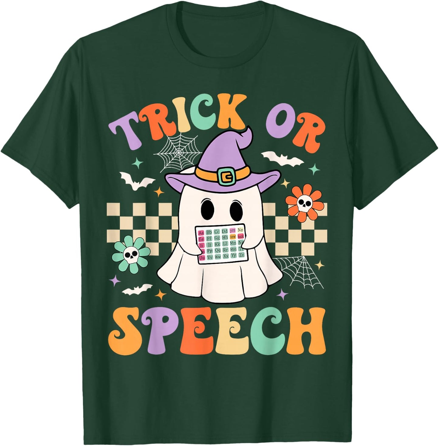 Trick or Speech Retro SLP Halloween Speech Therapy Halloween T-Shirt - T-Shirt | Forest