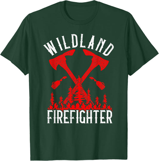 Wildland Firefighter Forest Fire Fighting Flaming Trees T-Shirt - T-Shirt | Forest