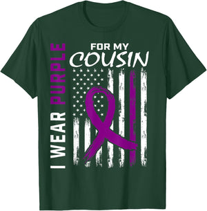 I Wear Purple For My Cousin Lupus Awareness American Flag T-Shirt - T-Shirt | Forest