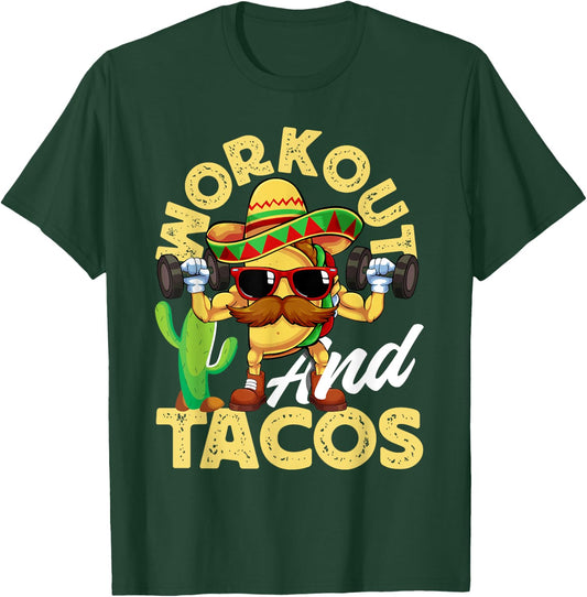 Workout and Tacos Funny Mexican Taco Gym Men T-Shirt - T-Shirt | Forest