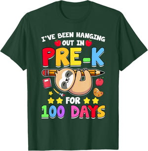 100th Day Of School Sloth Shirt Pre-K 100 Days School T-Shirt - T-Shirt | Forest
