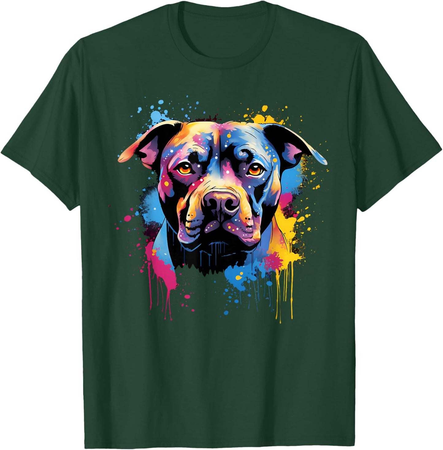 Cute painted Staffordshire Bull Terrier T-Shirt - T-Shirt | Forest
