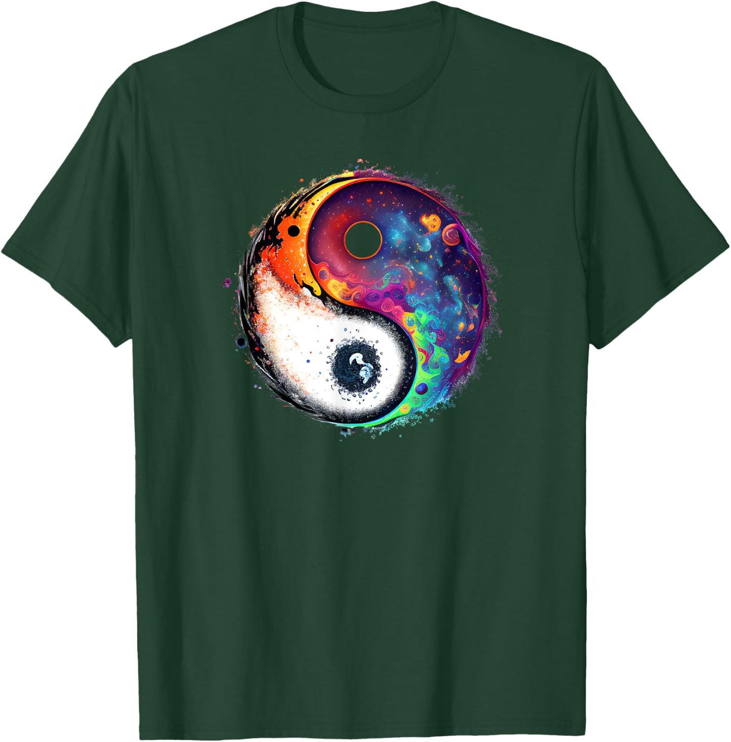 Yin Yang Feng Shui Ying Yang Zen Taijitu Colorful Galaxy T-Shirt - T-Shirt | Forest