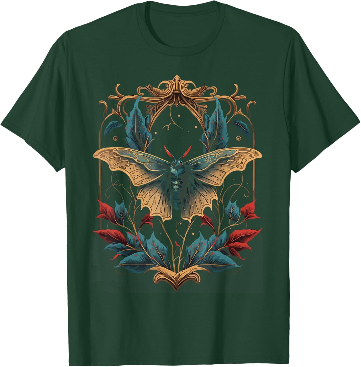 Gothic Moth Witchcore Aesthetic Witchcraft Occult T-Shirt - T-Shirt | Forest