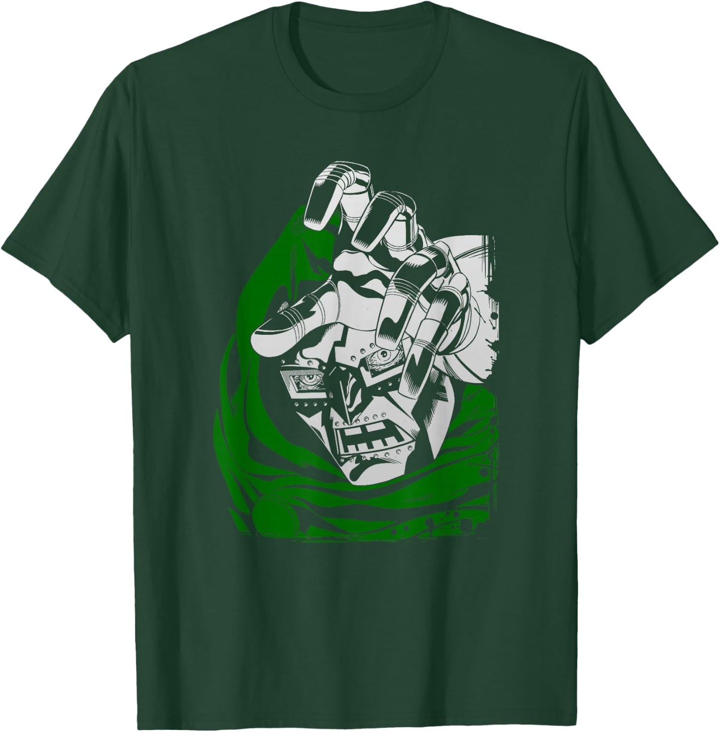 Marvel Fantastic Four Dr. Doom Big Face Portrait Distressed T-Shirt - T-Shirt | Forest
