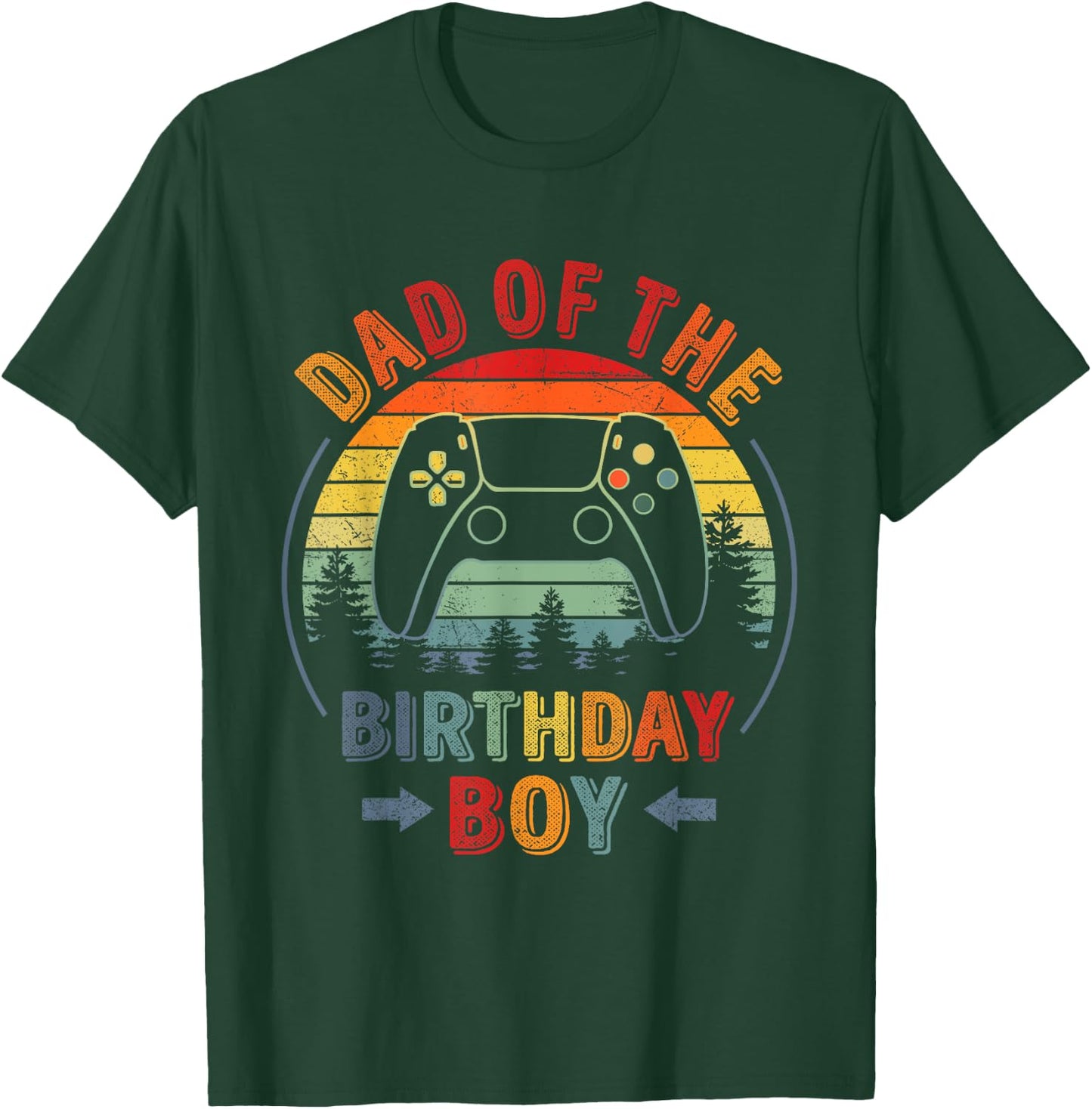 Dad of the Birthday Boy Vintage Matching Gamer Birthday T-Shirt - T-Shirt | Forest