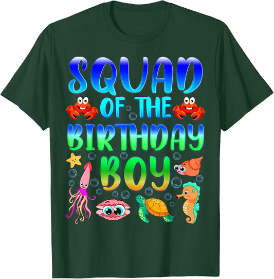 Squad Of The Birthday Boy Sea Fish Aquarium Matching Family T-Shirt - T-Shirt | Forest