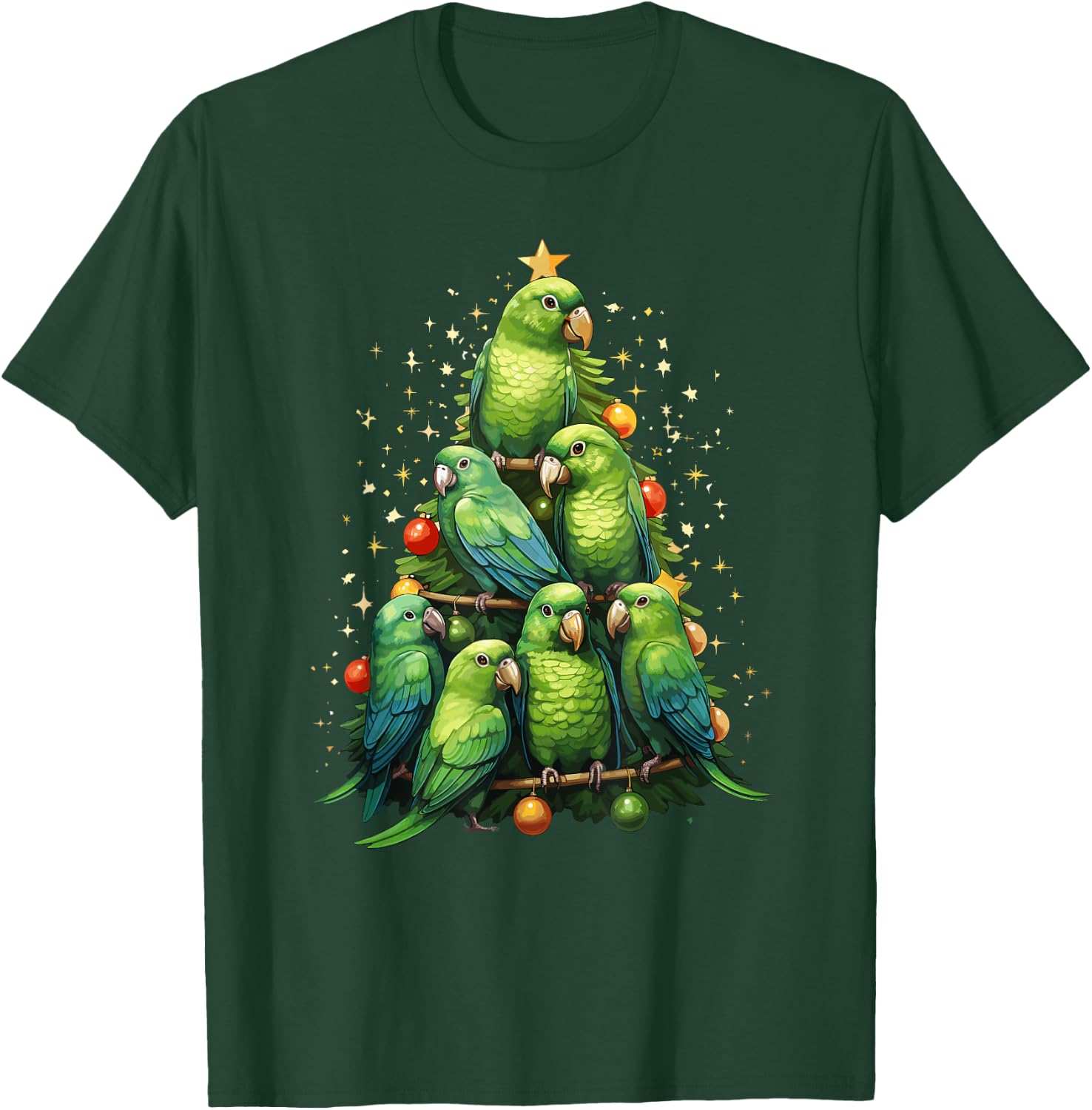 Green Cheek Conure Christmas Tree Ornament Parrot Bird T-Shirt - T-Shirt | Forest