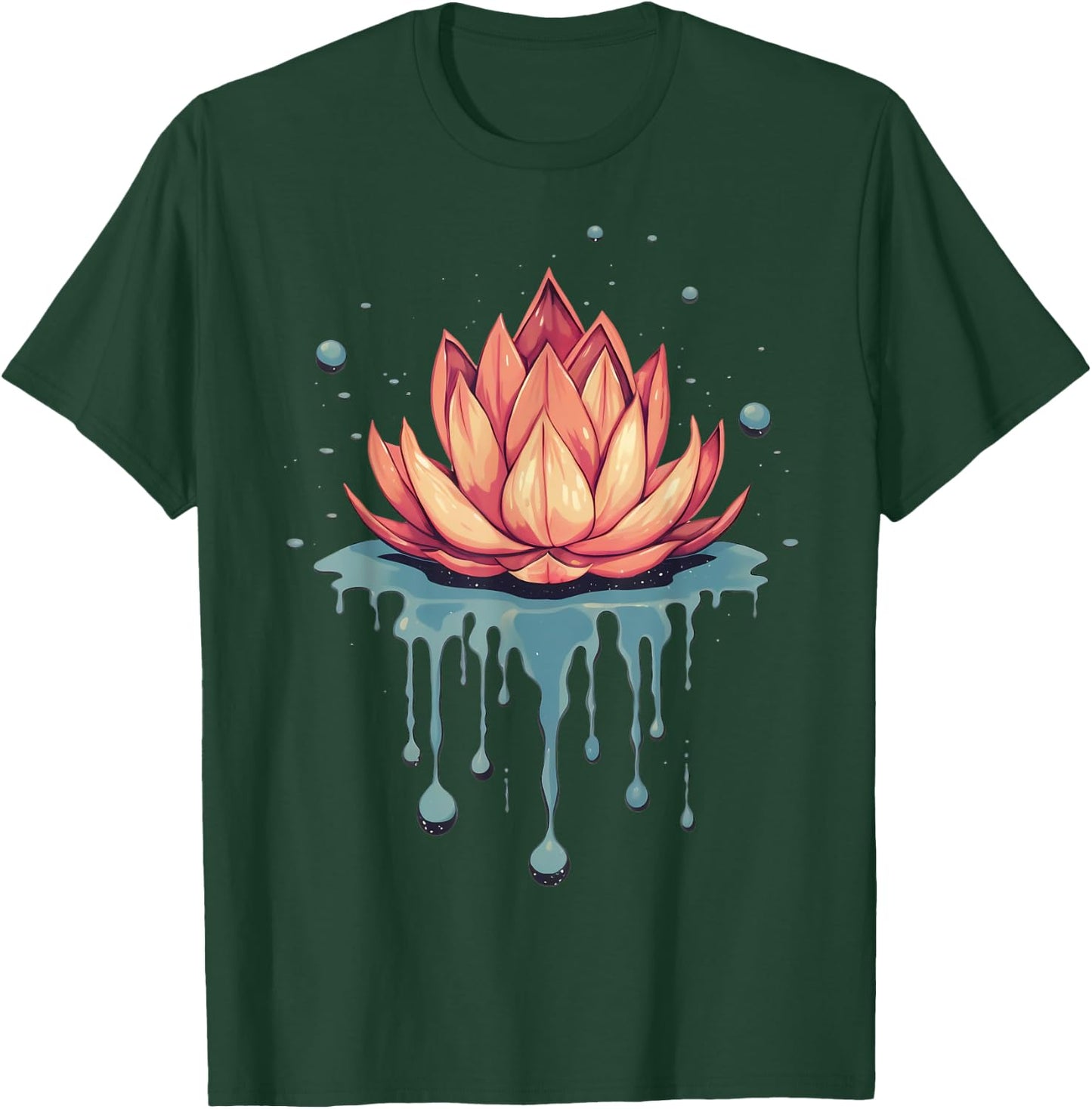 Dripping Lotus Flower on Melting Lotus Flower T-Shirt - T-Shirt | Forest