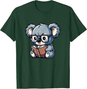 Koala Kawaii Bookworm Librarian T-Shirt - T-Shirt | Forest