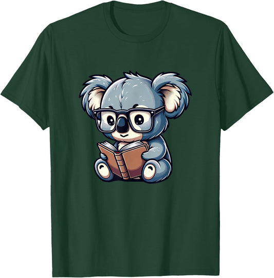 Koala Kawaii Bookworm Librarian T-Shirt - T-Shirt | Forest