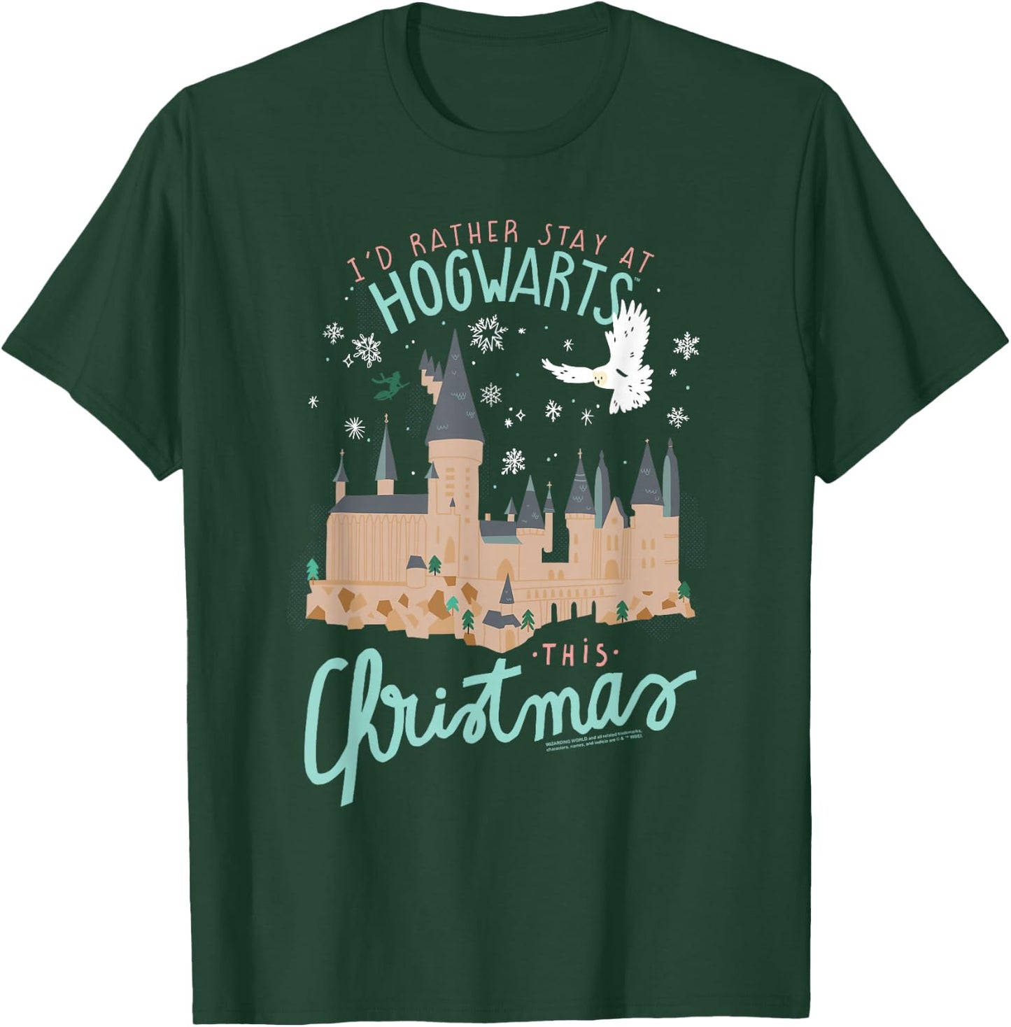 Harry Potter I'd Rather Stay At Hogwarts This Christmas T-Shirt - T-Shirt | Forest