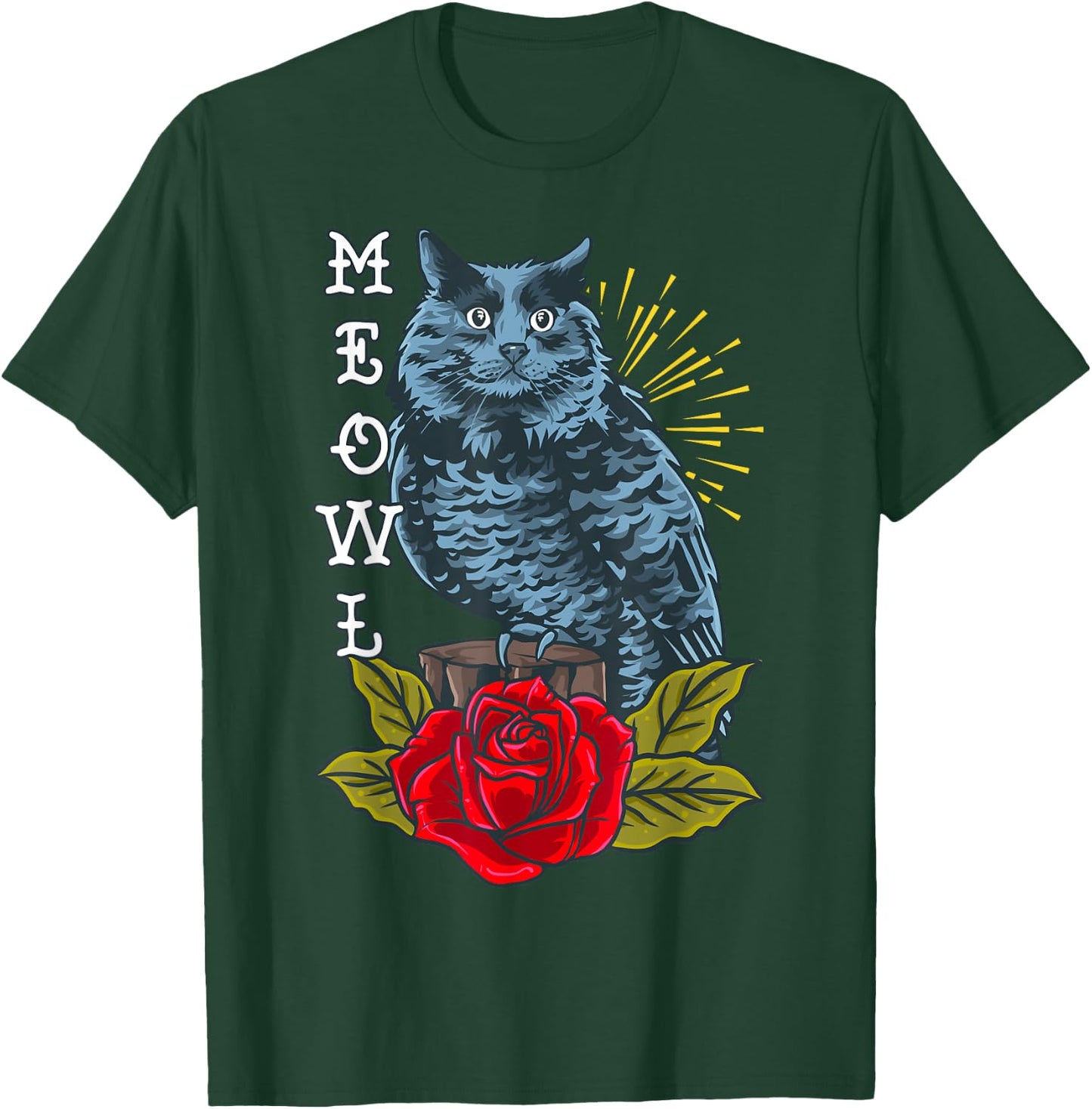 Meowl Cat and Owl Aesthetic Hybrid Animal Women Girls Kids T-Shirt - T-Shirt | Forest