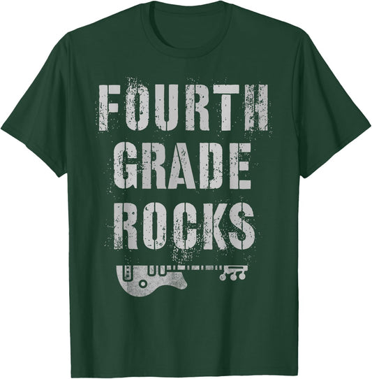 4th GRADE Rocks Teacher Rockstars I Teach Ready To Rock T-Shirt - T-Shirt | Forest