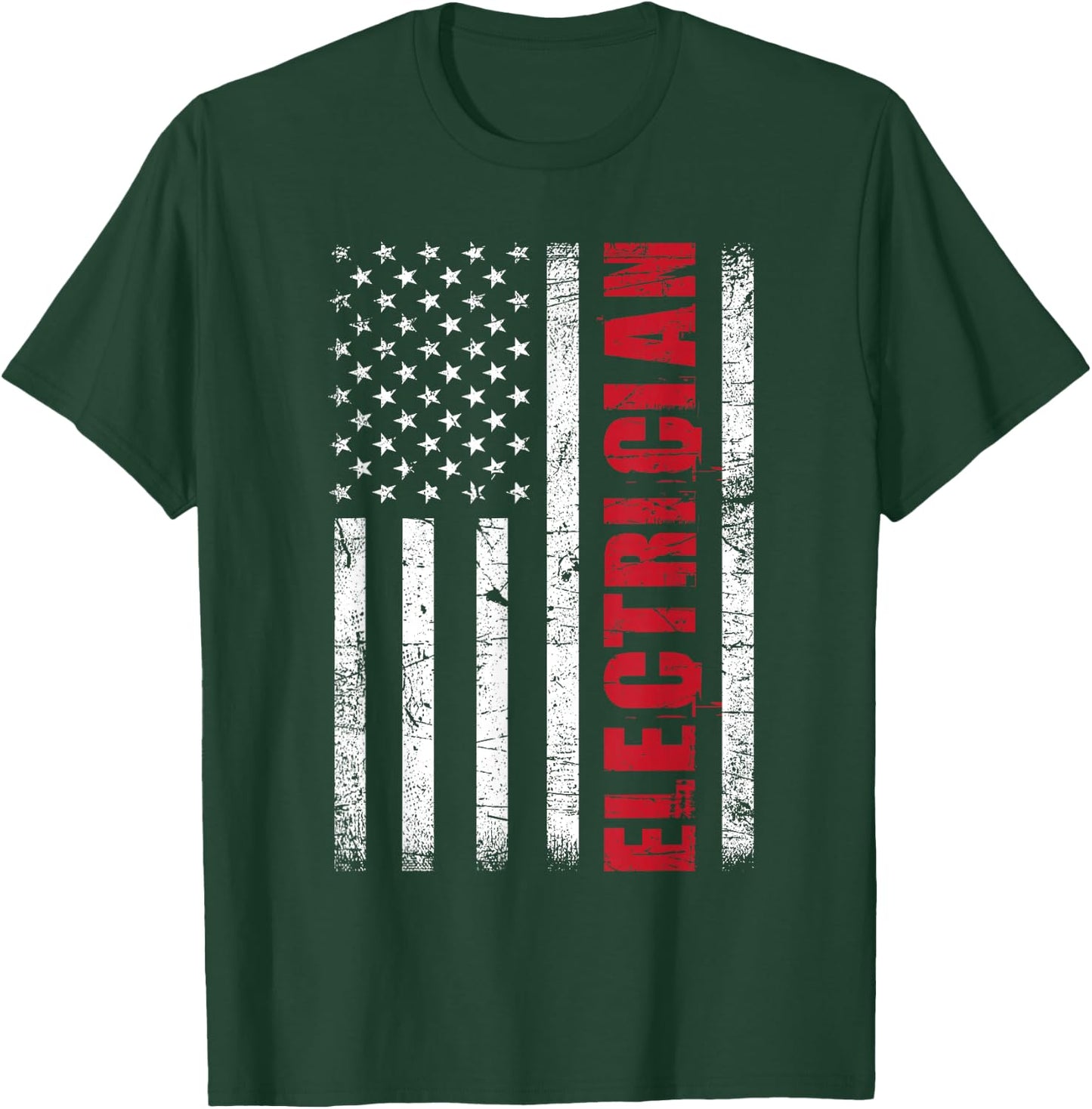 Electrician - USA Flag Lineman Electrical Worker Repairmen T-Shirt - T-Shirt | Forest