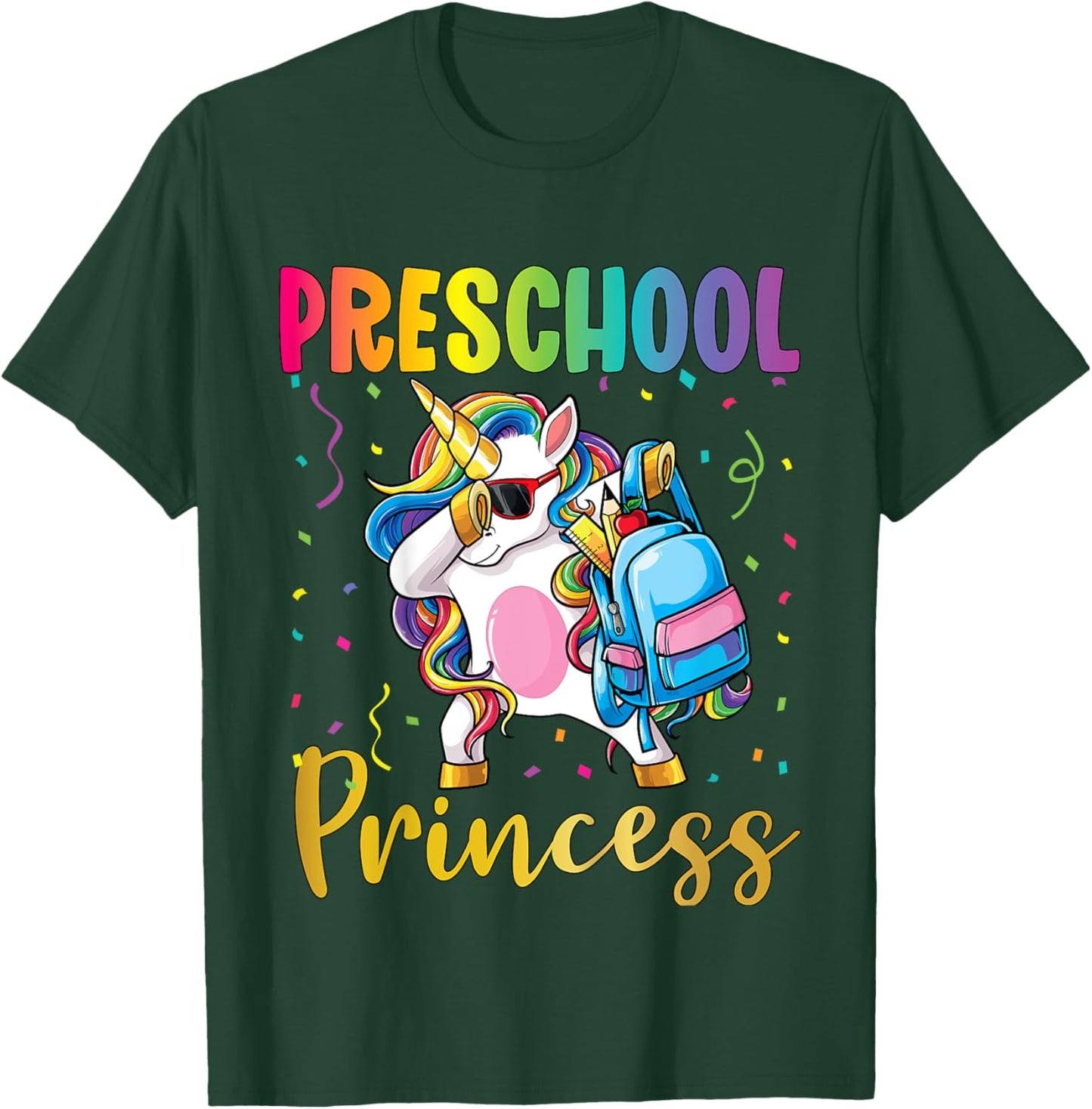 First Day of Preschool Pre-K Toddler School Princess Unicorn T-Shirt - T-Shirt | Forest
