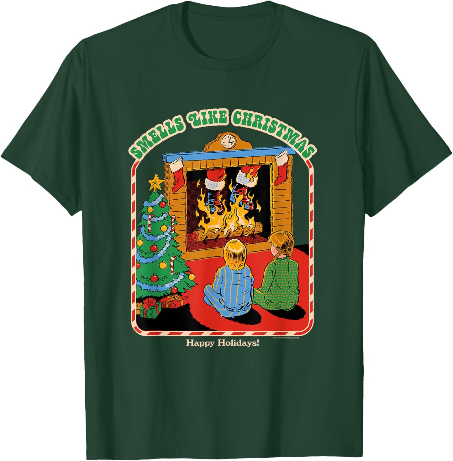 Steven Rhodes Smells Like Christmas Santa Retro Dark Humor T-Shirt - T-Shirt | Forest
