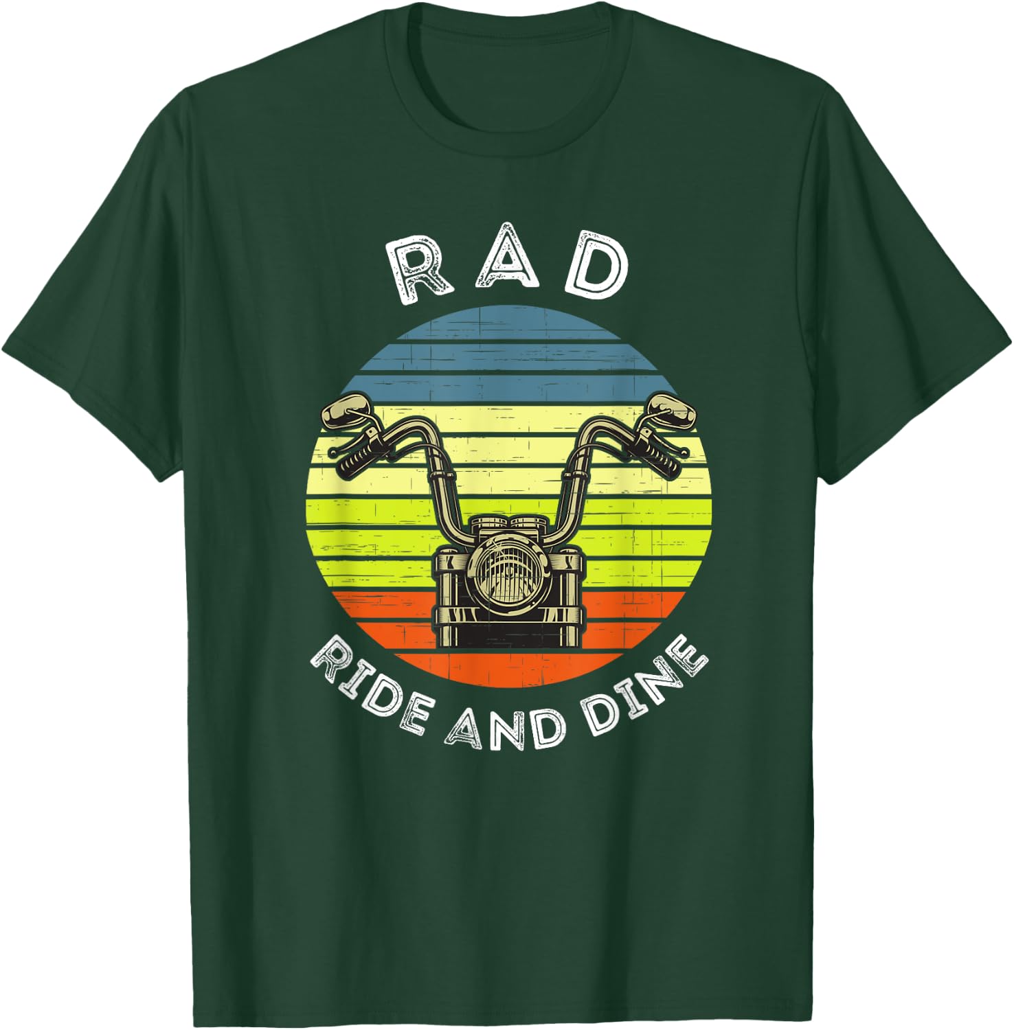 Retro Ride and Dine Friends Motorcycle Dinner Club Apparel T-Shirt - T-Shirt | Forest