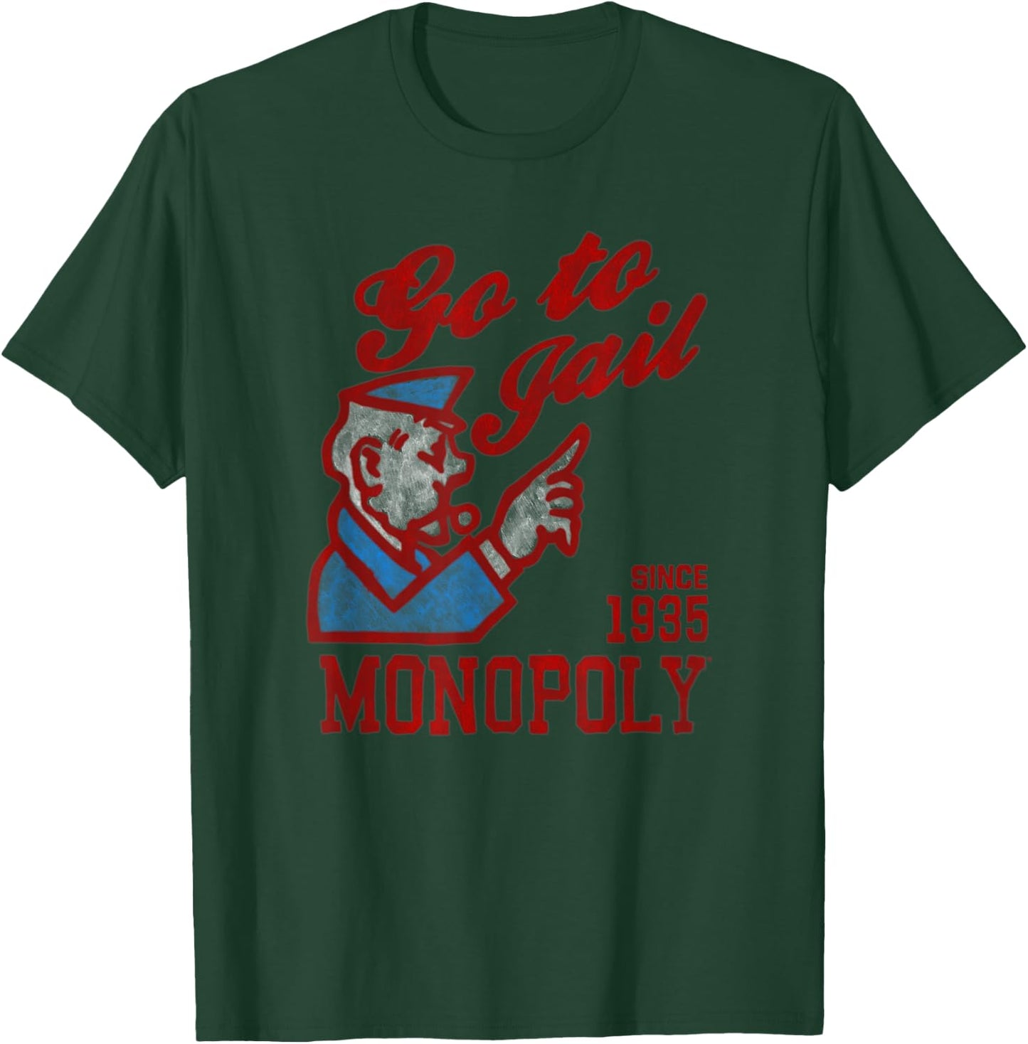 Monopoly Since 1935 Go To Jail Distressed Icon Poster T-Shirt - T-Shirt | Forest