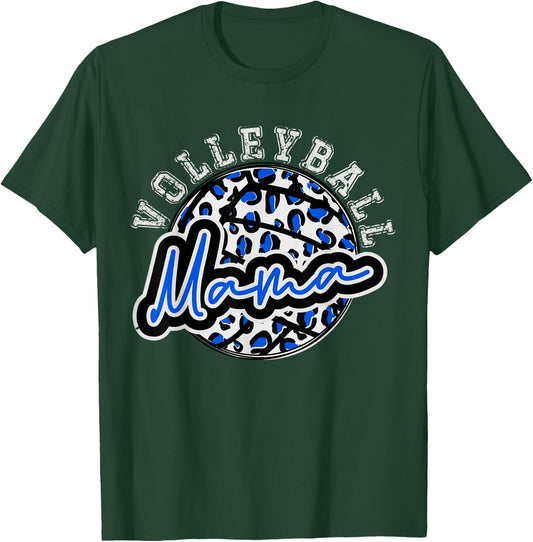 Leopard Cheetah Volleyball Blue Mama Shirt Trendy T-Shirt - T-Shirt | Forest