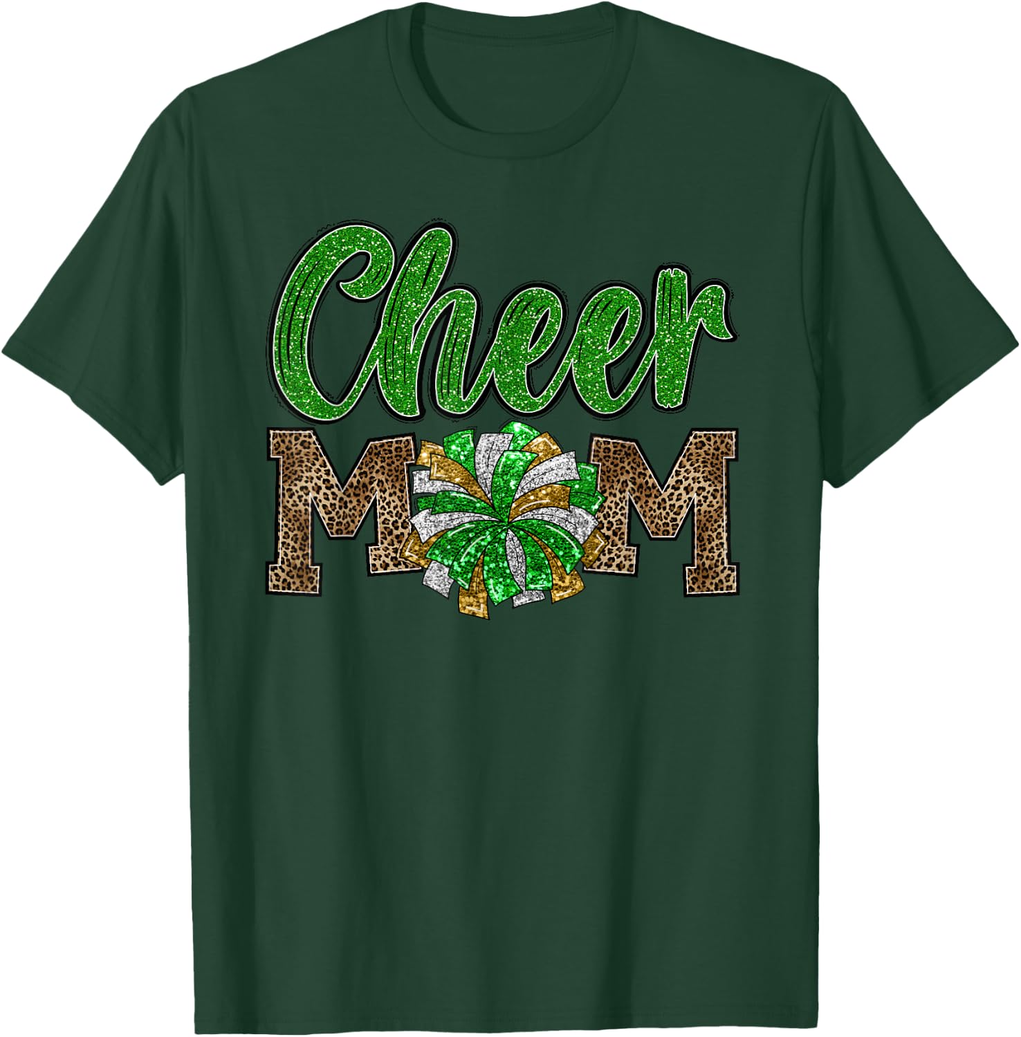 Cheer Mom Leopard Proud Cheerleader Mother Cute Team Mom T-Shirt - T-Shirt | Forest