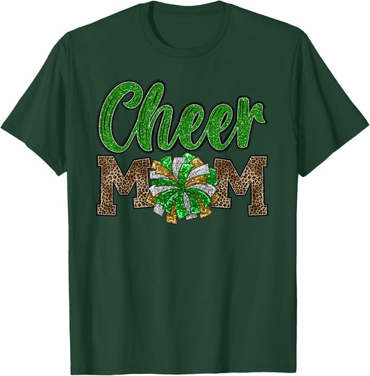Cheer Mom Leopard Proud Cheerleader Mother Cute Team Mom T-Shirt - T-Shirt | Forest