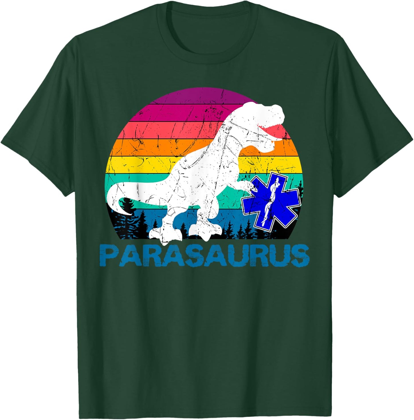 Paramedic Retro Vintage T-Rex Emergency Medical Technician T-Shirt - T-Shirt | Forest