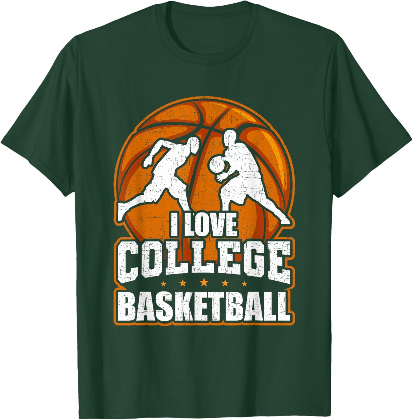 I Love College Basketball Player T-Shirt - T-Shirt | Forest