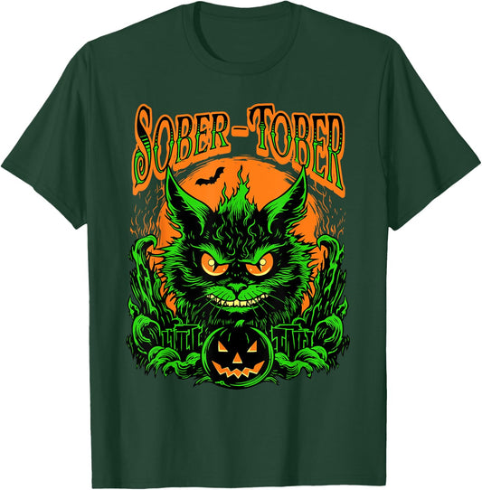 Sober Tober Sobriety Stop Drinking October Sobor Halloween T-Shirt - T-Shirt | Forest