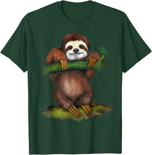 Sloth Art Funny Arboreal Animal Lovers Outfit Men Women Kids T-Shirt - T-Shirt | Forest