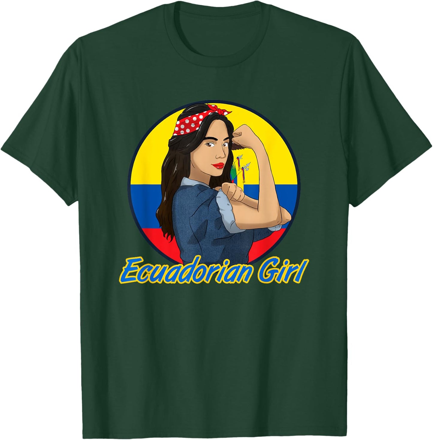 Ecuador Proud Ecuadorian Flag Hispanic Girl Woman T-Shirt - T-Shirt | Forest