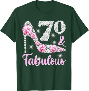70th Birthday Shirts , 70 And Fabulous Heels T-Shirt - T-Shirt | Forest