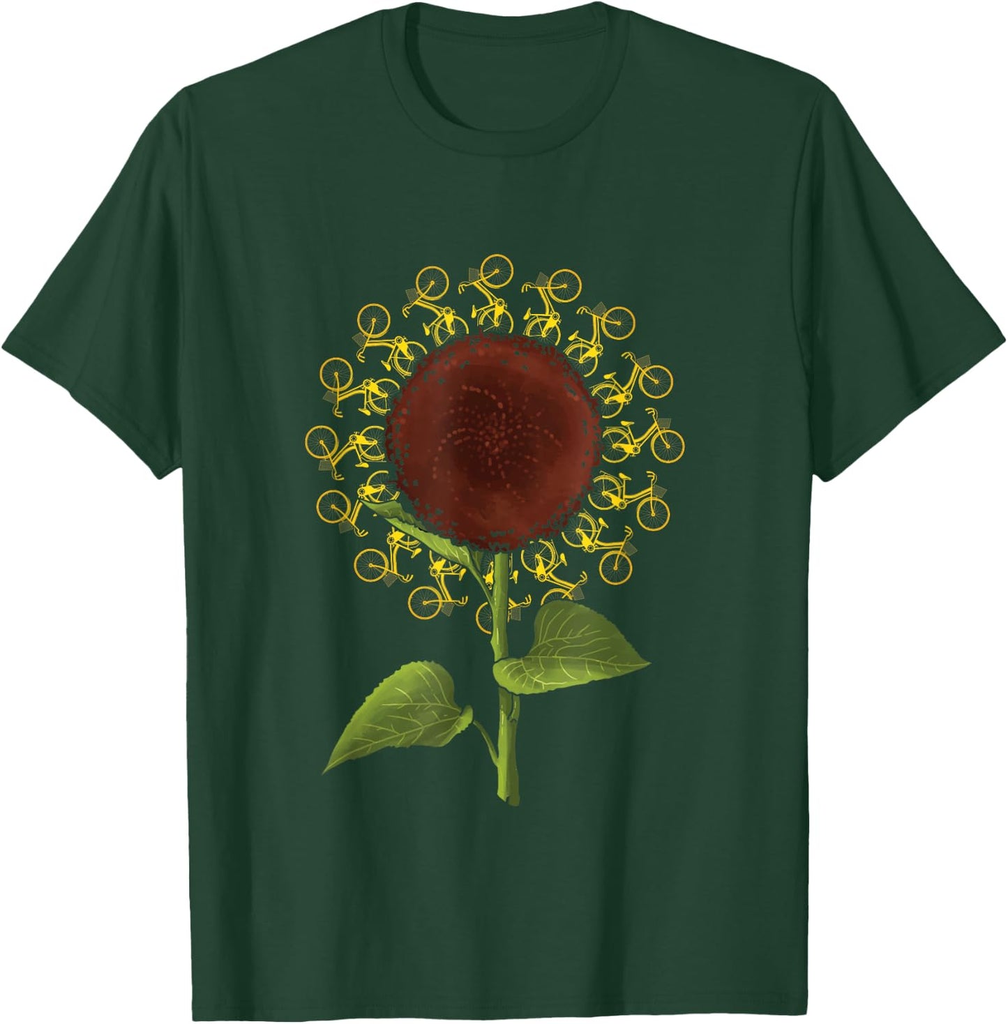 Sunflower Bicycles | Biking Cycling | Bikes Cyclist T-Shirt - T-Shirt | Forest