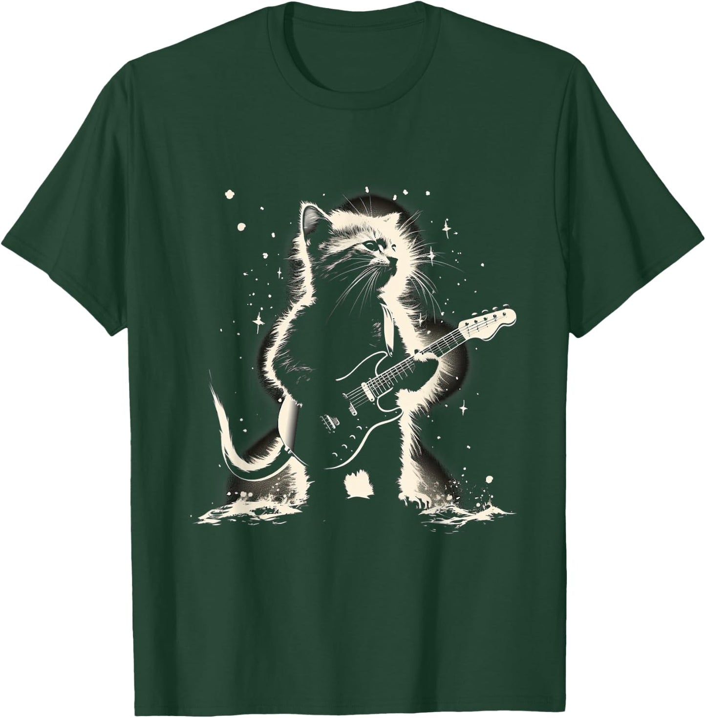 Cat Playing Bass Guitar Guitarist Rocker cool T-Shirt - T-Shirt | Forest