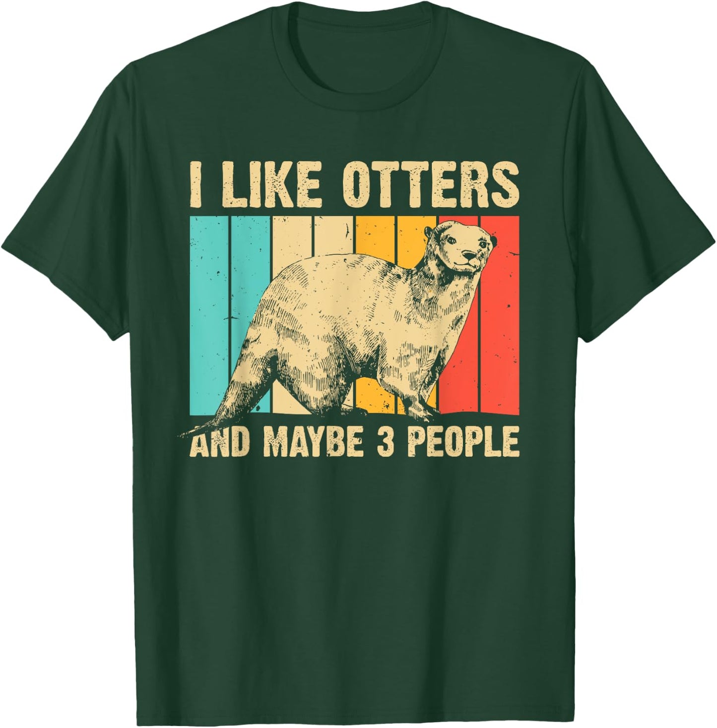 Cool Otter Design Women Kids Vintage Sea Otter Lover T-Shirt - T-Shirt | Forest
