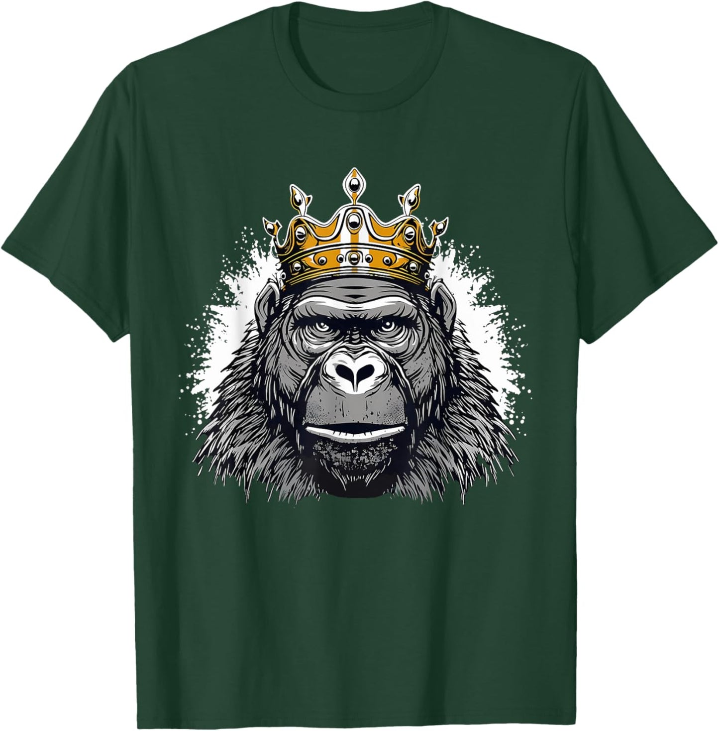 Gorilla With Crown King Ape Wildlife Artwork Monkey Design T-Shirt - T-Shirt | Forest
