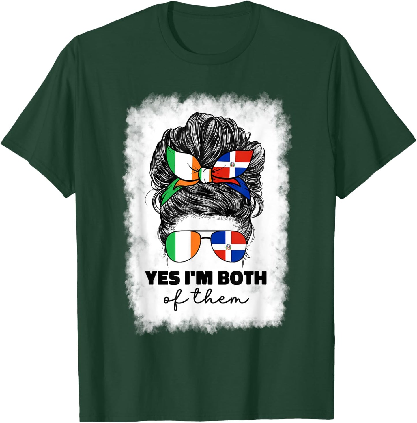 Half Dominican Republic And Irish Ireland Flag Girl Women T-Shirt - T-Shirt | Forest