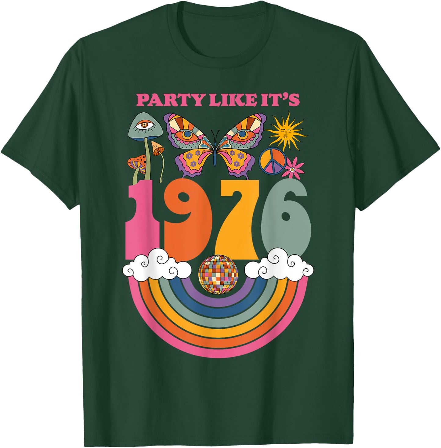 1976 Birthday Party Costume 70s Disco Outfits Men T-Shirt - T-Shirt | Forest