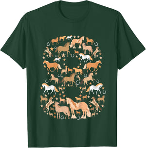 Little Girls 8 Years Old 8th Birthday Horse Graphic Cute T-Shirt - T-Shirt | Forest