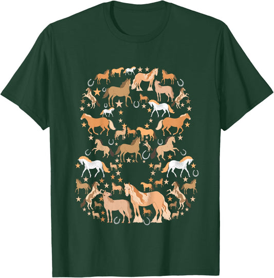 Little Girls 8 Years Old 8th Birthday Horse Graphic Cute T-Shirt - T-Shirt | Forest