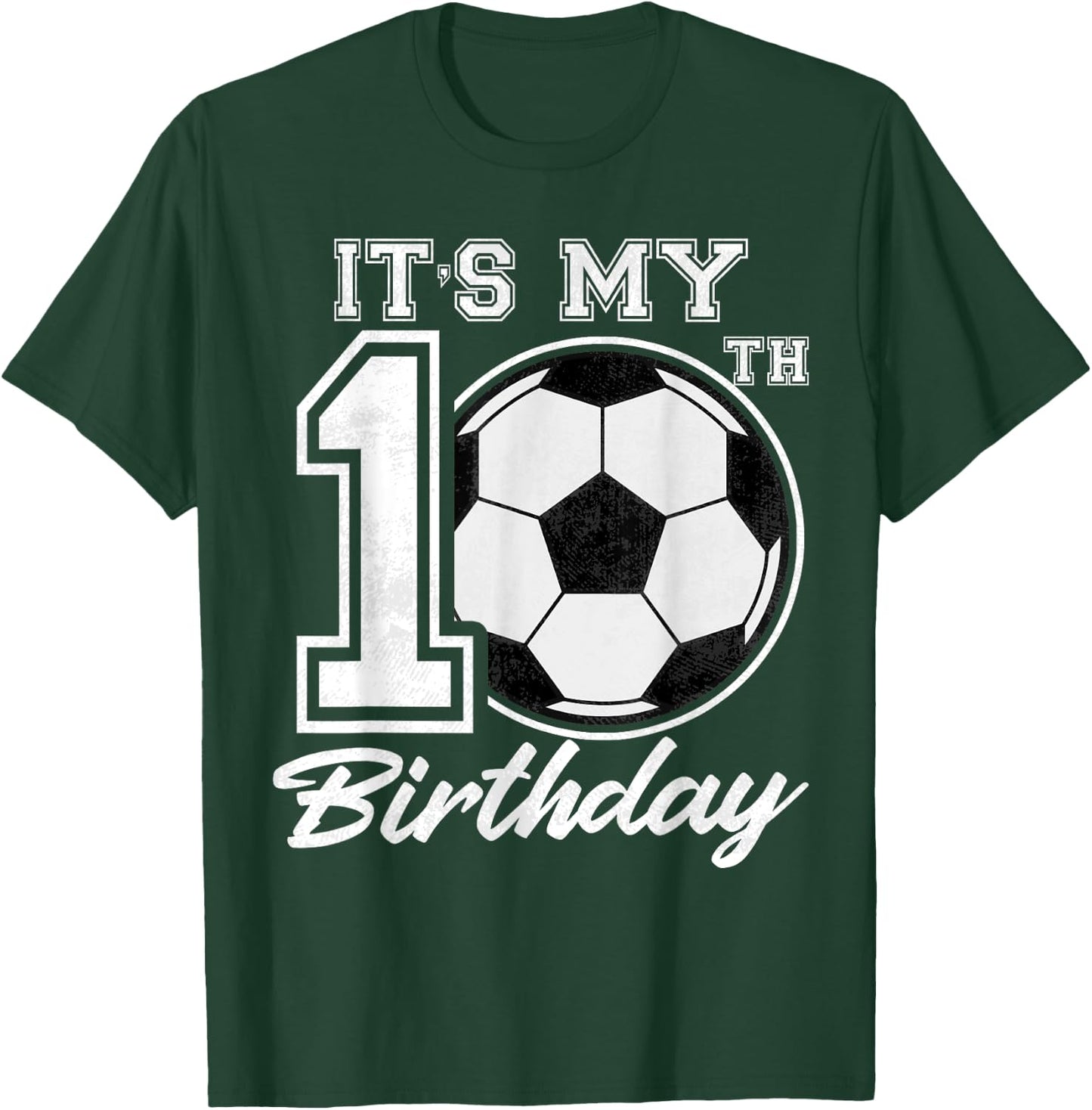 It's My 10th Birthday Soccer Player 10 years old Party Team T-Shirt - T-Shirt | Forest