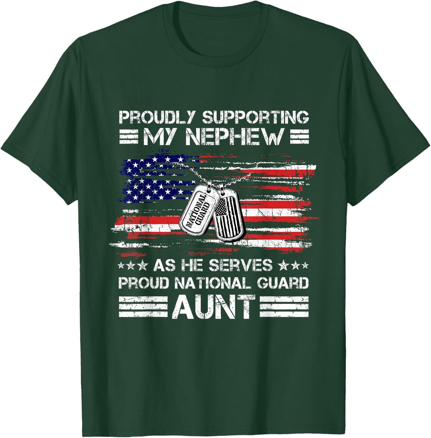 Proud National Guard Aunt American Flag Veteran Military T-Shirt - T-Shirt | Forest